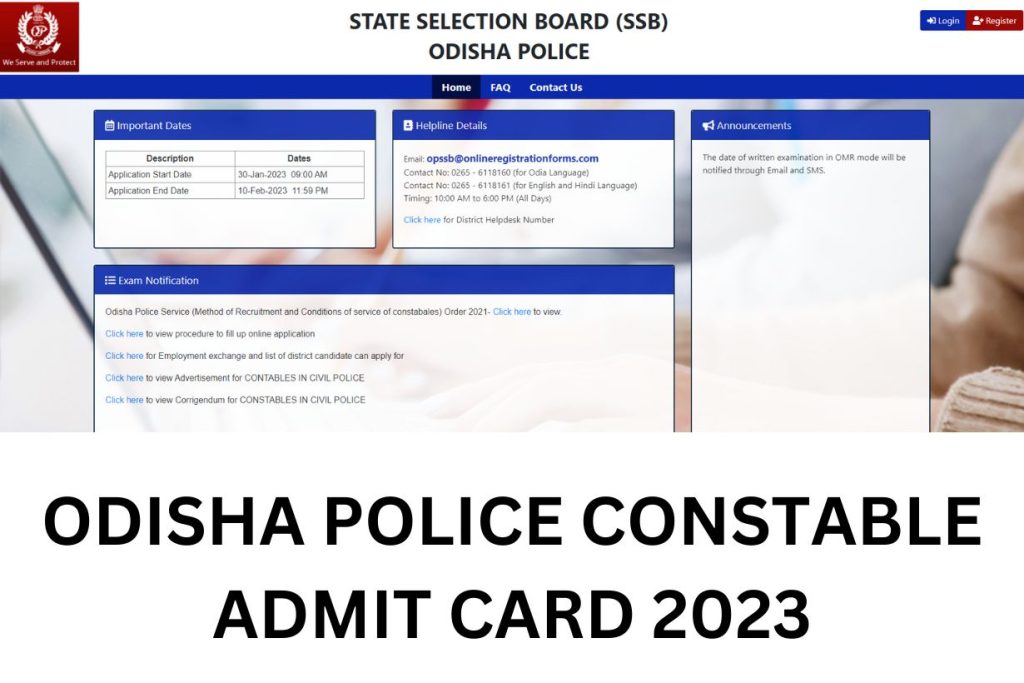 Odisha Police Constable Admit Card 2023