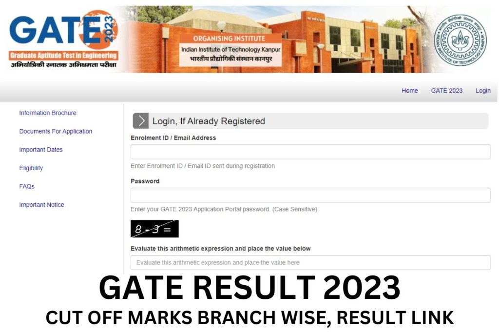 GATE Result 2023, Cut Off Marks
