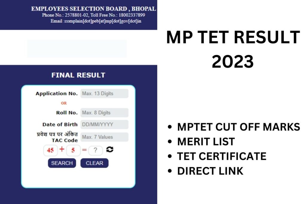 MP TET Result 2023, Cut off