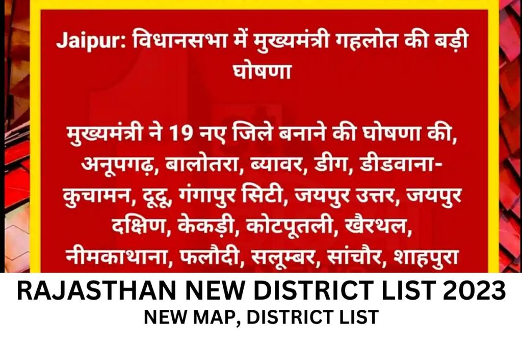 Rajasthan New District List 2023 PDF