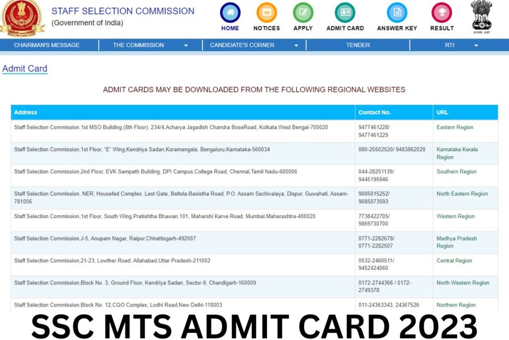 SSC MTS Admit Card 2023 - Multitasking Staff Exam Date, Hall Ticket Release Date