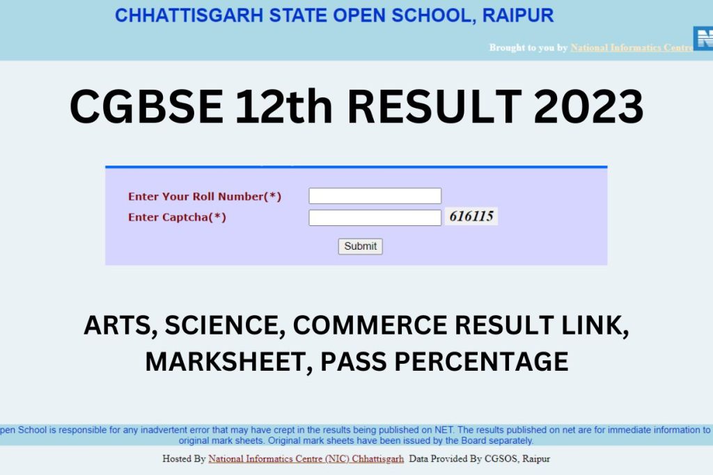 CGBSE 12th Result 2023, CG Board Class 12th Arts, Science, Commerce Results