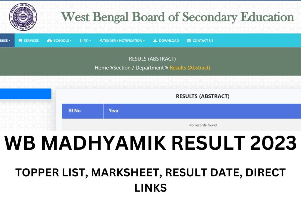 WB Madhyamik Result 2023 Roll No Wise Name Wise
