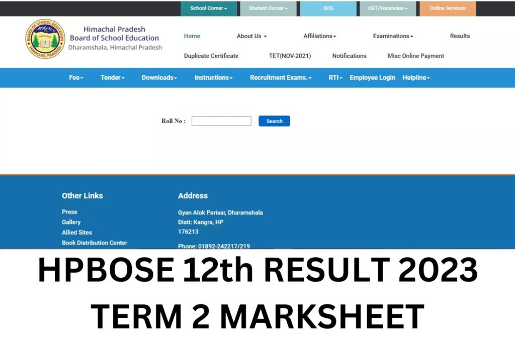 HPBOSE 12th Result 2023, Himachal Board Class 12 Results Roll No Wise, Name Wise